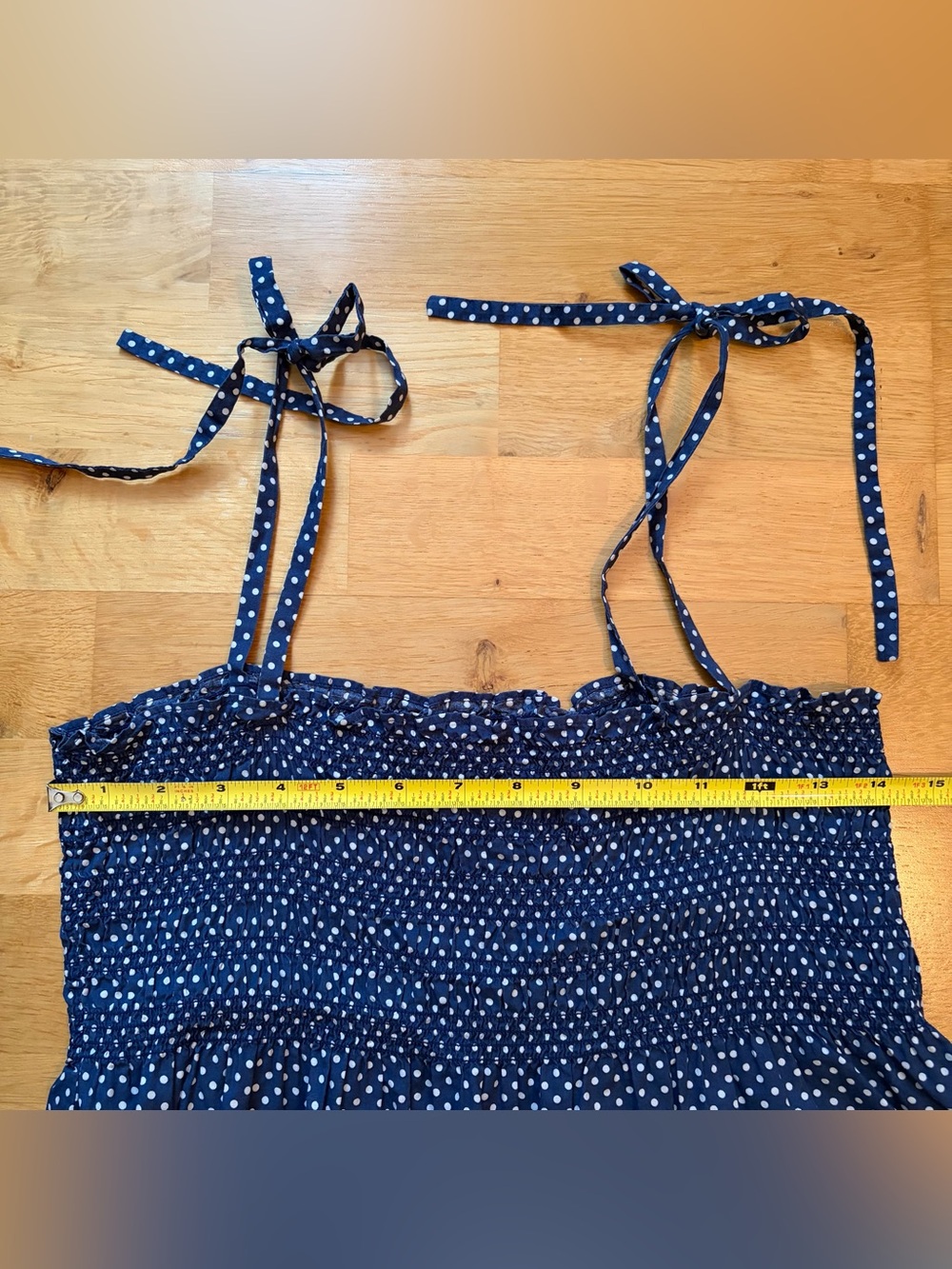 J. Crew Navy and White Polka Dot Cotton Midi Sundress, Size Medium - Picture 2 of 4